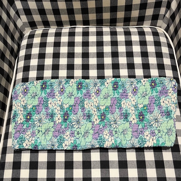 La Vie en Rose Aqua 60s Inspired Floral Bandeau Bikini Top - XL - Picture 1 of 3